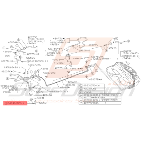 Flexible de Carburant Origine Subaru GT 1993 - 05/1998