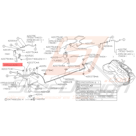 Tuyau de Carburant Origine Subaru GT 1993 - 1998