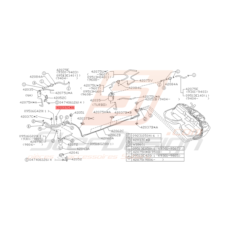 Collier Origine Subaru GT 1993 - 1998 Collier Origine Subaru GT 1993 - 1998