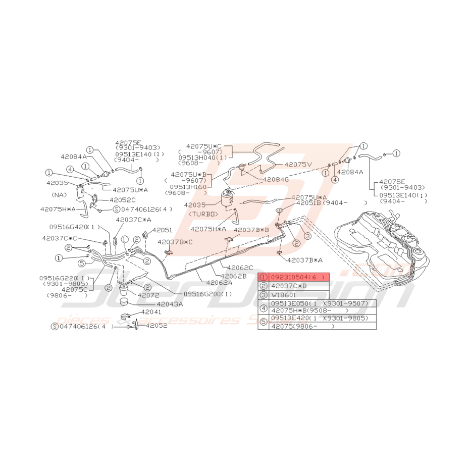 Attache Tuyau Origine Subaru GT 1993 - 1998