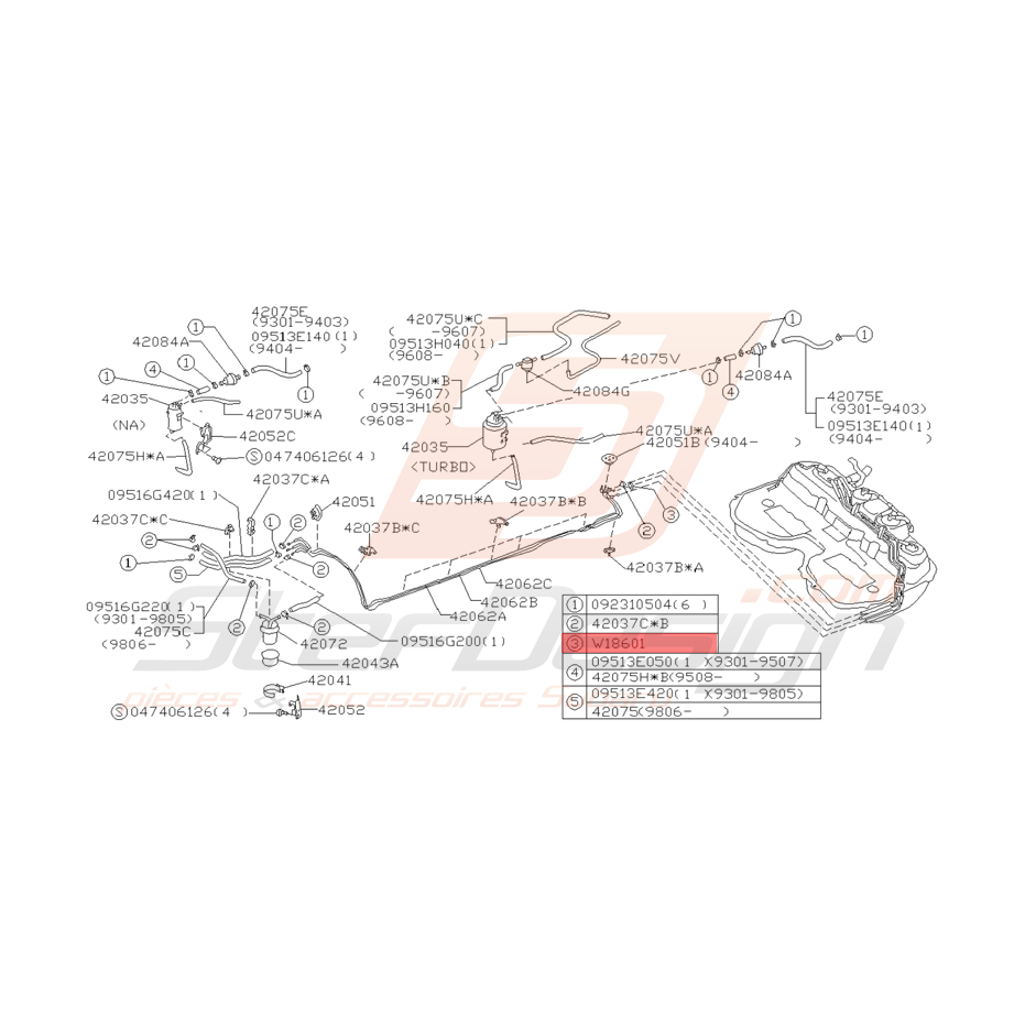Collier Durite de Carburant Origine Subaru GT 1993 - 1998 Collier Durite de Carburant Origine Subaru GT 1993 - 1998