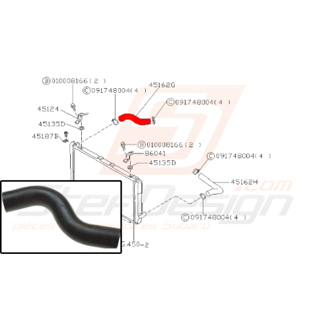 Durite d'eau supérieure radiateur impreza GT 93-00