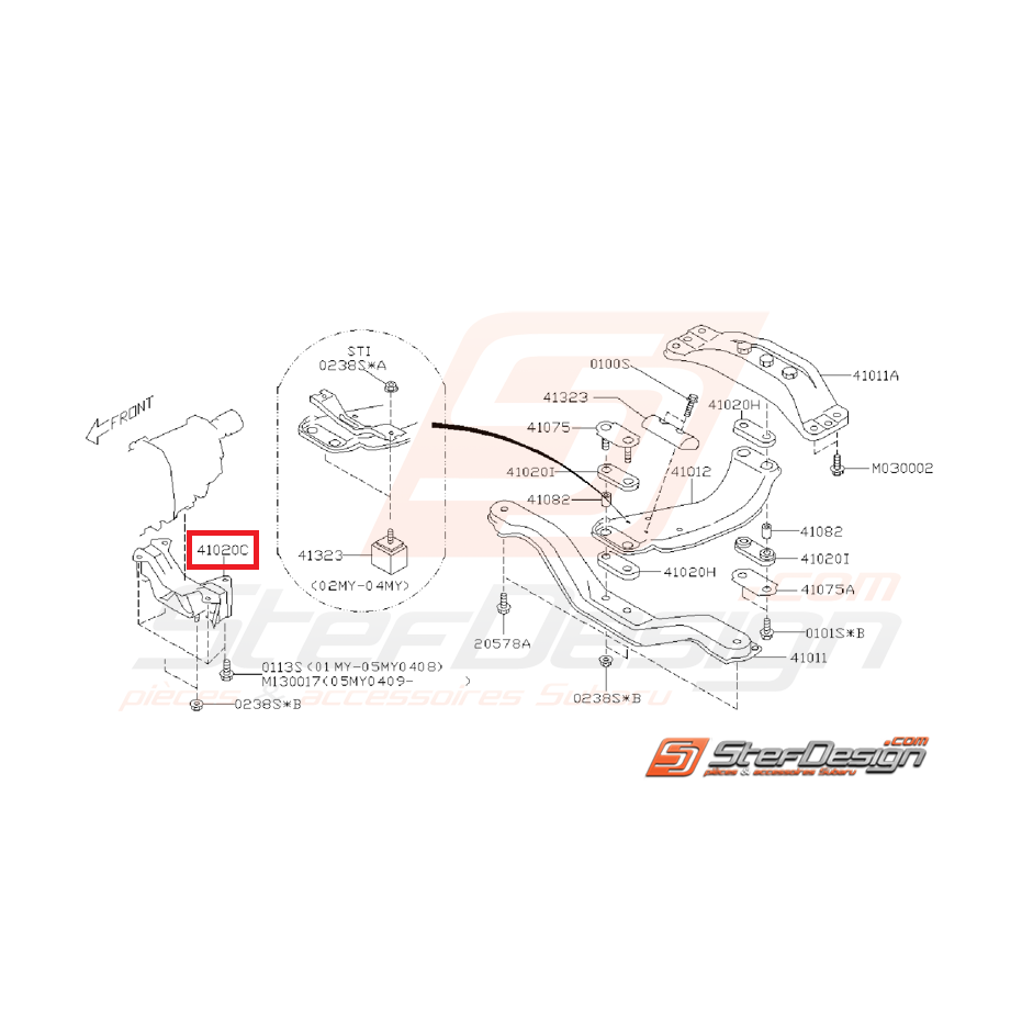 Support de boite SUBARU WRX 01-07 Support de boite SUBARU WRX 01-07