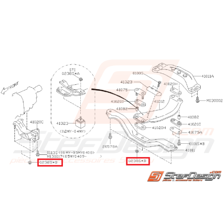 Écrou traverse de renfort pare-choc WRX/STI 01-05 Écrou traverse de renfort pare-choc WRX/STI 01-05