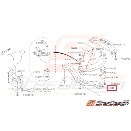 Traverse Avant Support de Boite Origine Subaru GT 93 - 96 WRX 03 - 04