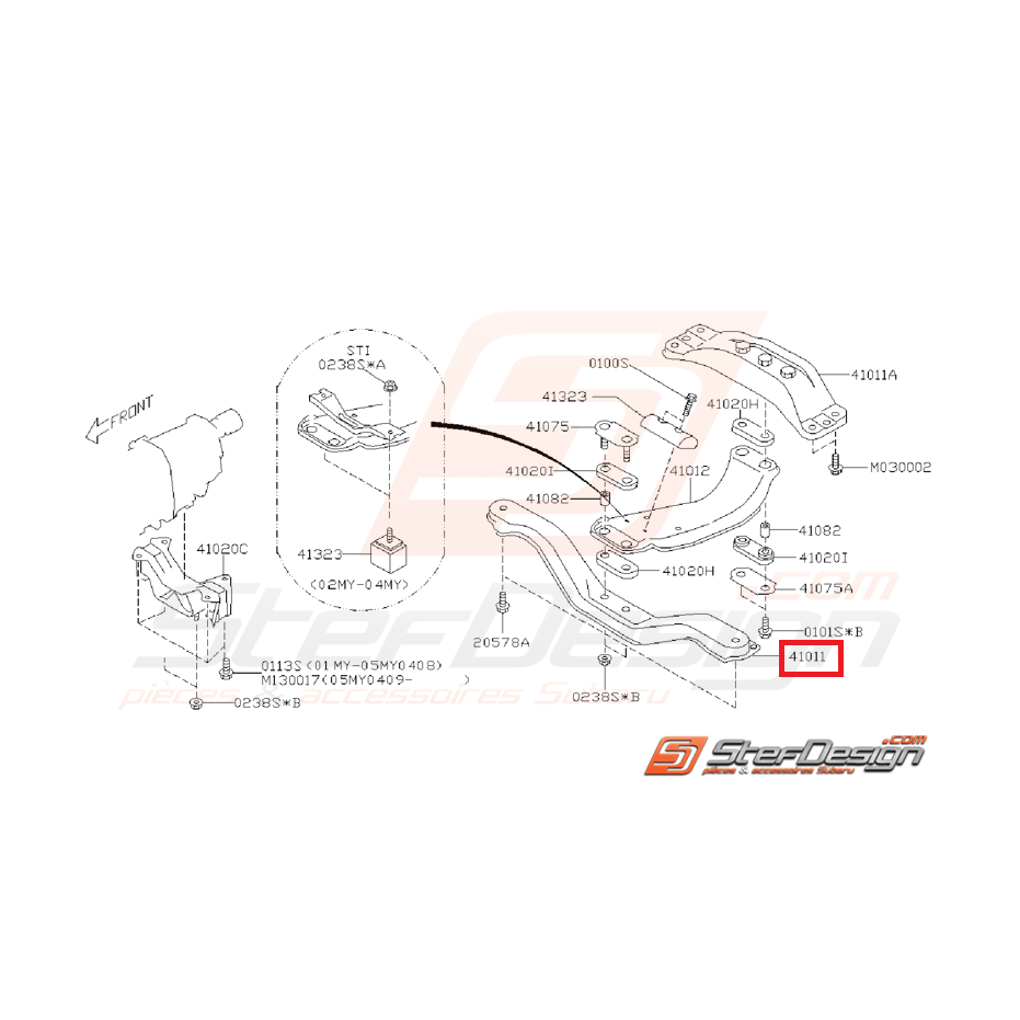 Traverse Avant Support de Boite Origine Subaru GT 93 - 96 WRX 03 - 04 Traverse Avant Support de Boite Origine Subaru GT 93 - 96 WRX 03 - 04