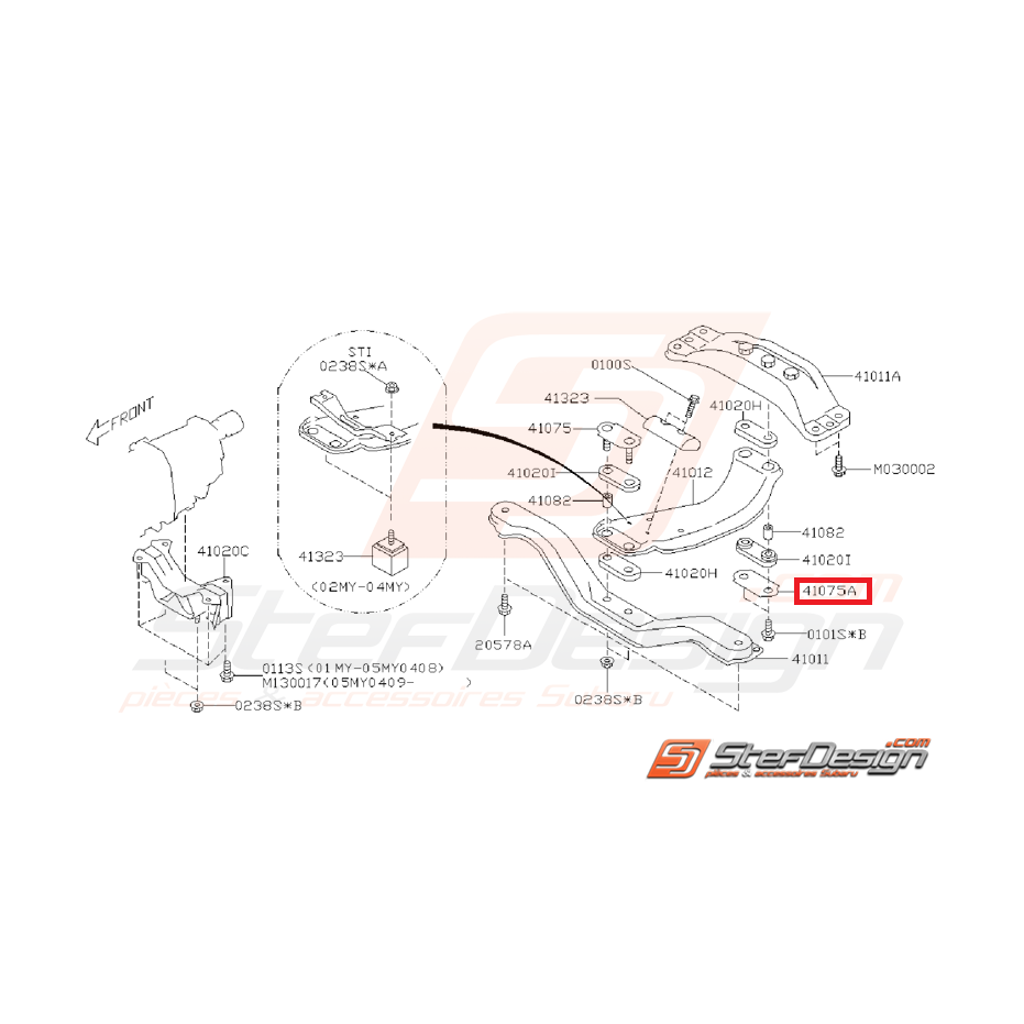 Plaque de poutre transversale support de boite WRX/STI 01-07 Plaque de poutre transversale support de boite WRX/STI 01-07
