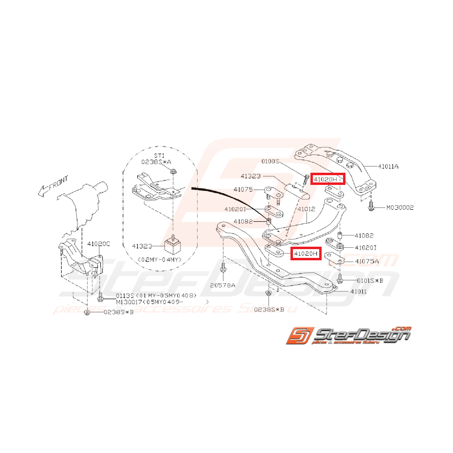 Plaque caoutchouc inférieur support de boite WRX/STI 01-14 Plaque caoutchouc inférieur support de boite WRX/STI 01-14