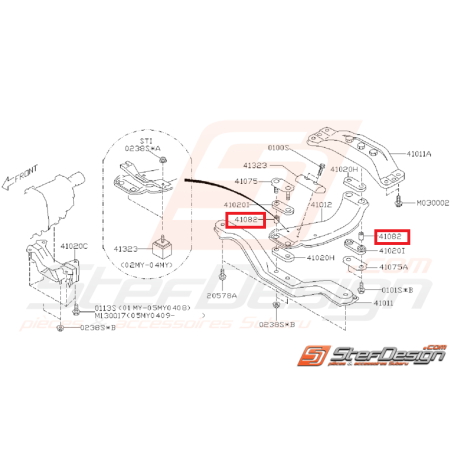 Entretoise de Poutre Transversale Origine Subaru GT 1993 - 2000