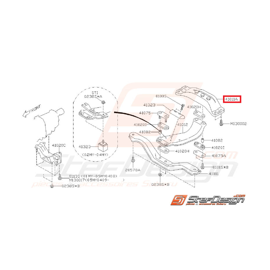 Traverse arrière de support de boite SUBARU WRX/STI 01-07 Traverse arrière de support de boite SUBARU WRX/STI 01-07