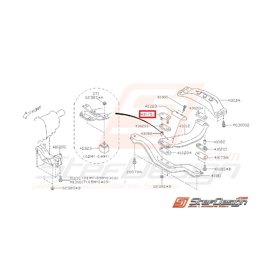Plaque fixation support de boite origine subaru WRX/STI 01-14 
