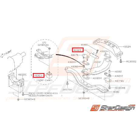 Caoutchouc de support de boite origine SUBARU STI 05-07