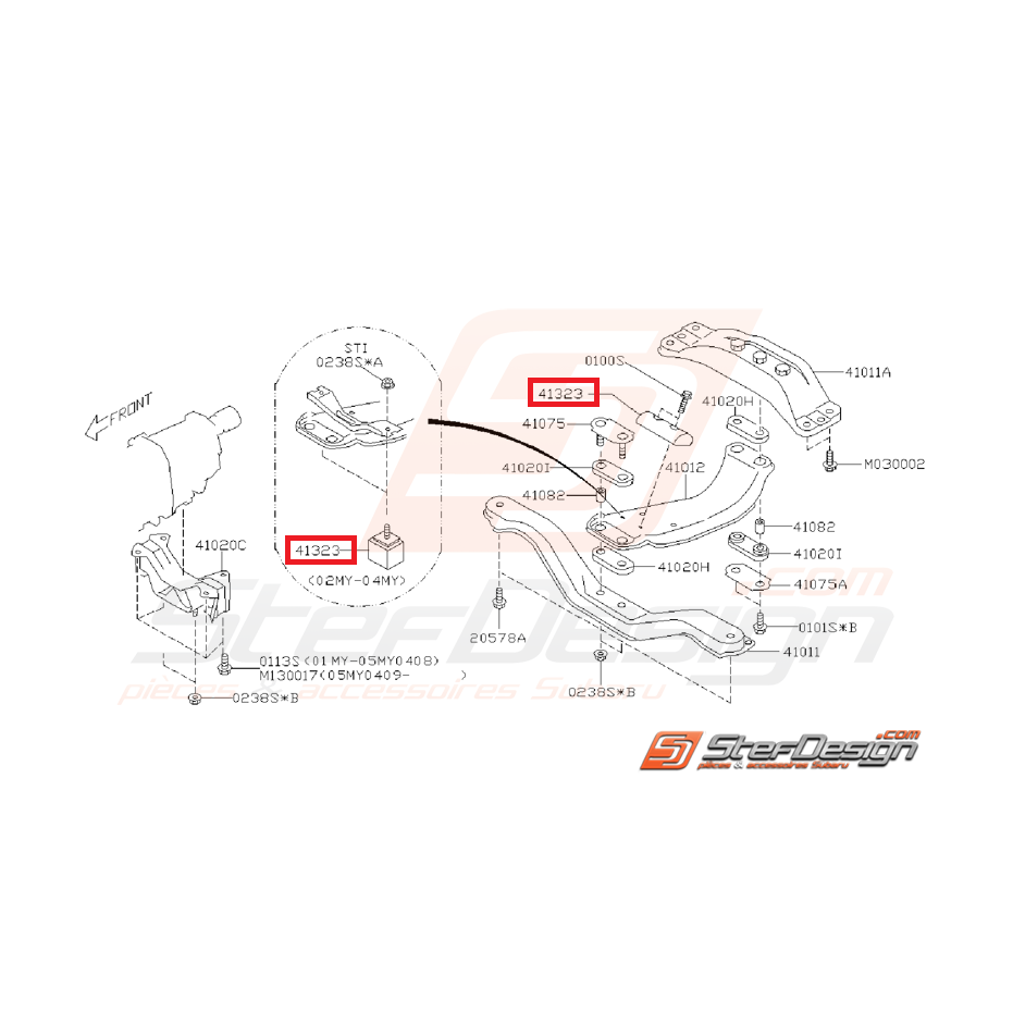 Caoutchouc de support de boite origine SUBARU STI 05-07 Caoutchouc de support de boite origine SUBARU STI 05-07