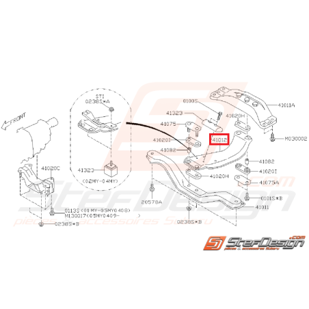 Support inférieur de boite SUBARU WRX 2003 - 2005 STI 2005-2007