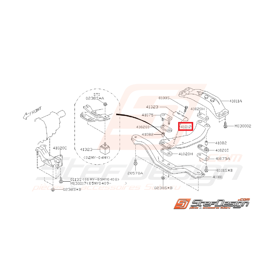 Support inférieur de boite SUBARU WRX 2003 - 2005 STI 2005-2007