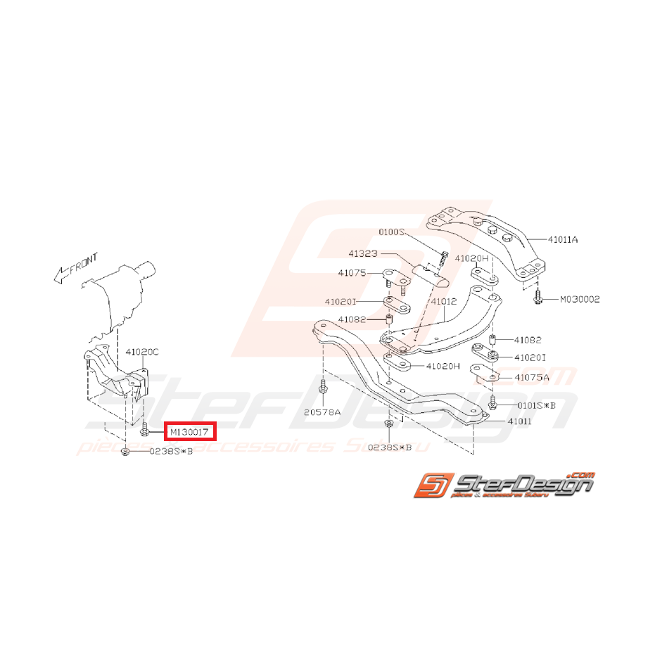 Boulon de fixation de support de boite origine SUBARU WRX/STI 01-05 Boulon de fixation de support de boite origine SUBARU WRX/STI 01-05