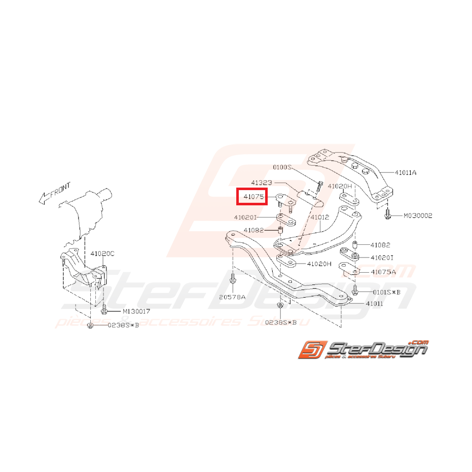 Plaque fixation support de boite origine subaru WRX/STI 01-14 