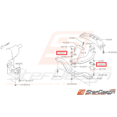 Silent bloc de traverse de support de pont SUBARU WRX/STI 05-07