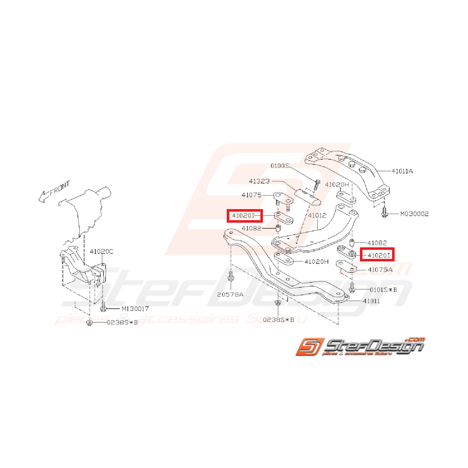 Silent bloc de traverse de support de pont SUBARU WRX/STI 05-07 Silent bloc de traverse de support de pont SUBARU WRX/STI 05-07