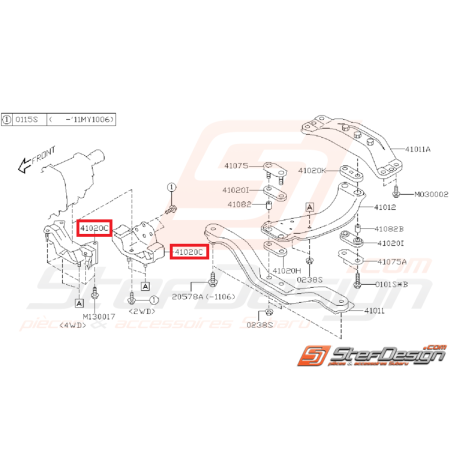 Support de boite SUBARU WRX 08-10