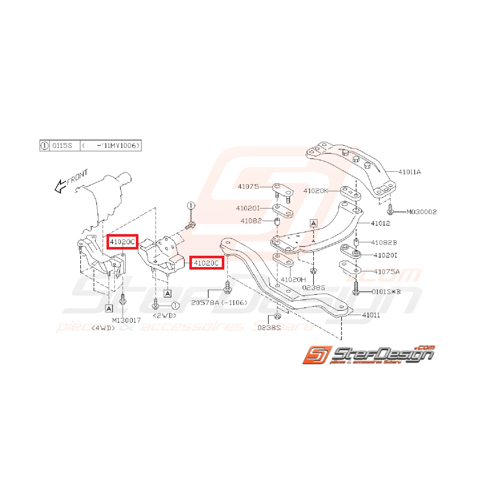 Support de boite SUBARU WRX 08-10