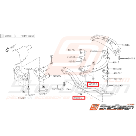 Écrou traverse de renfort pare-choc WRX/STI 01-05 Écrou traverse de renfort pare-choc WRX/STI 01-05