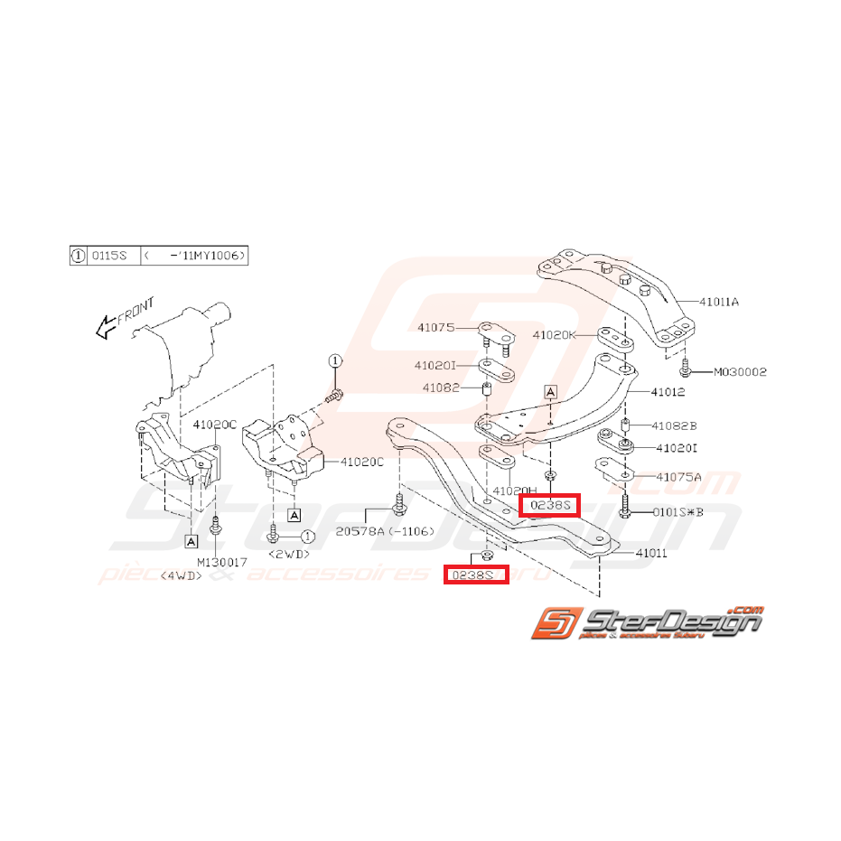 Écrou traverse de renfort pare-choc WRX/STI 01-05