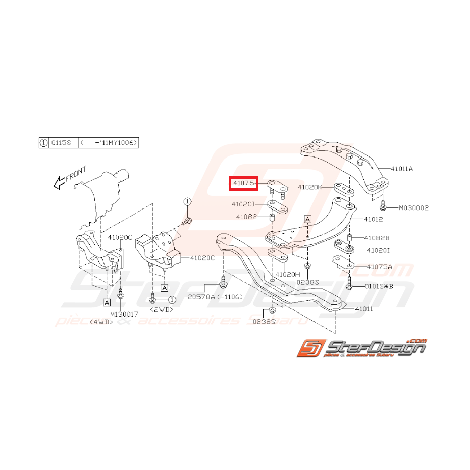 Plaque fixation support de boite origine subaru WRX/STI 01-14 
