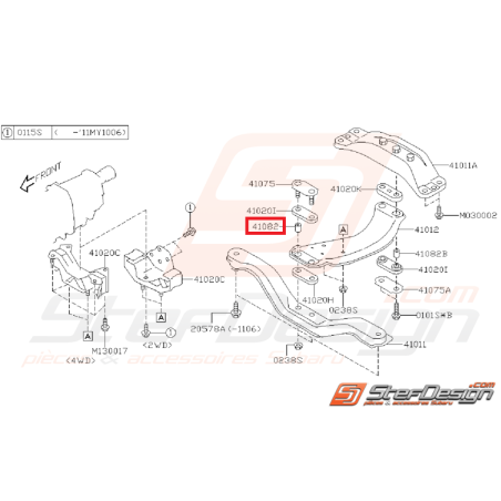 Entretoise de Poutre Transversale Origine Subaru GT 1993 - 2000