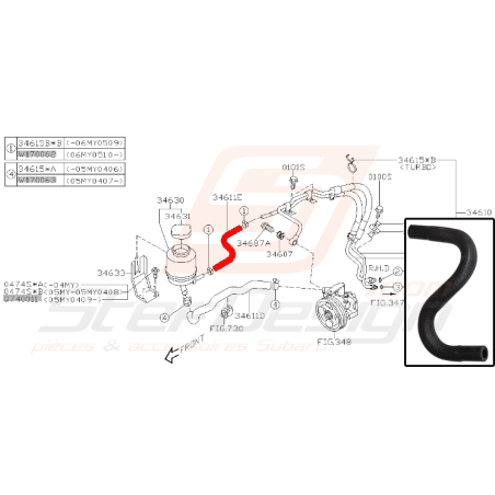 Durite de retour pompe de direction SUBARU WRX/STI 01-07