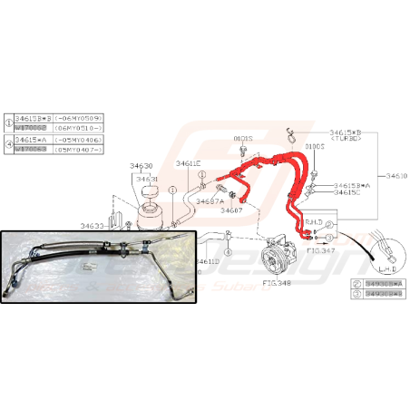 Durites direction assistée SUBARU WRX/STI 03-04