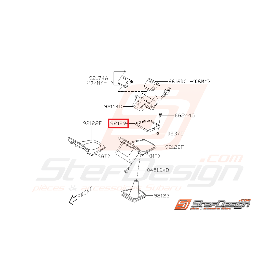 Entourage de levier de vitesse SUBARU STI 05-07