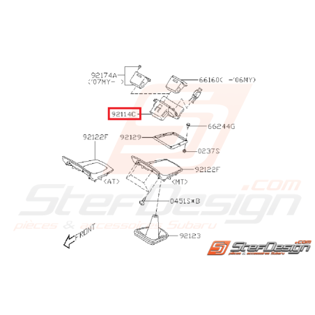 Support de cendrier de console centrale pour SUBARU WRX/STI 05-07