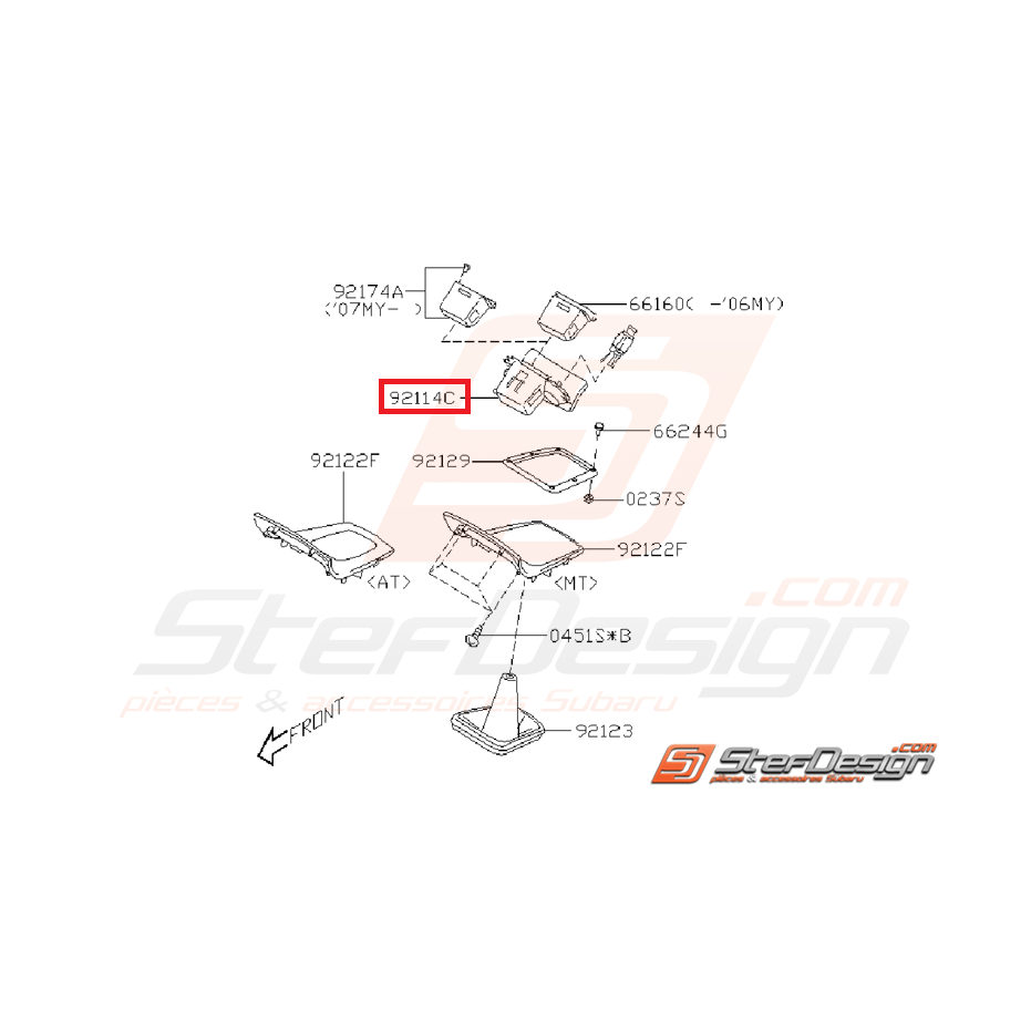 Support de cendrier de console centrale pour SUBARU WRX/STI 05-07