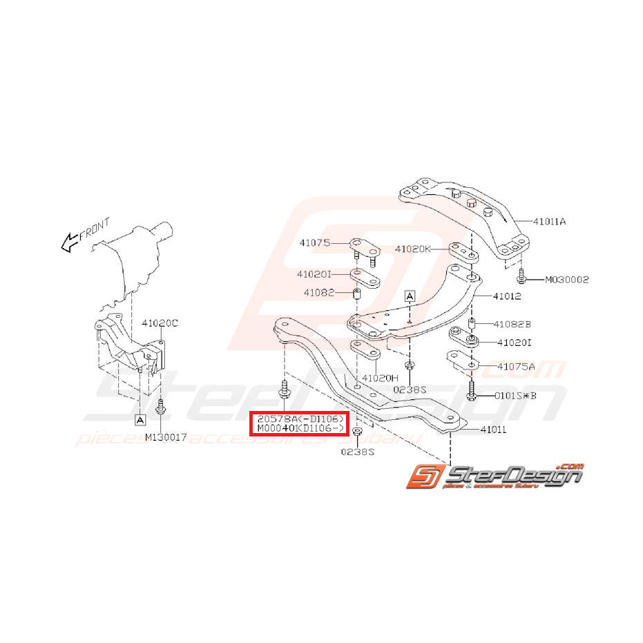 Vis de fixation de support de boite SUBARU WRX/STI 01-07 Vis de fixation de support de boite SUBARU WRX/STI 01-07