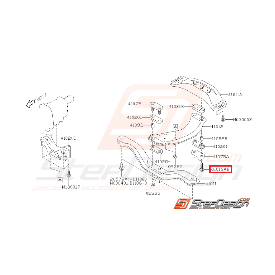 Vis de fixation de silent bloc d'échappement SUBARU WRX/STI 01-07