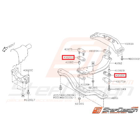 Silent bloc de traverse de support de pont SUBARU WRX/STI 05-07