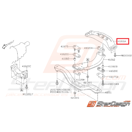 Traverse Arrière de Support de boite Origine Subaru WRX / STI 2008 - 2011