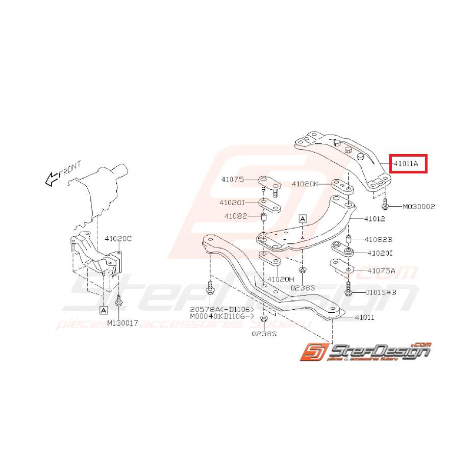 Traverse Arrière de Support de boite Origine Subaru WRX / STI 2008 - 2011