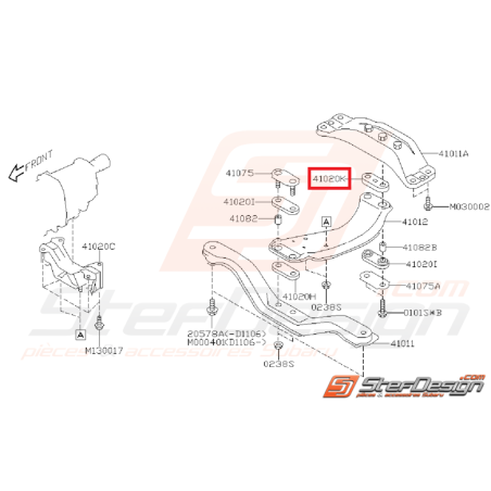 Silent bloc de traverse de support de boite SUBARU WRX/STI /forester 08+