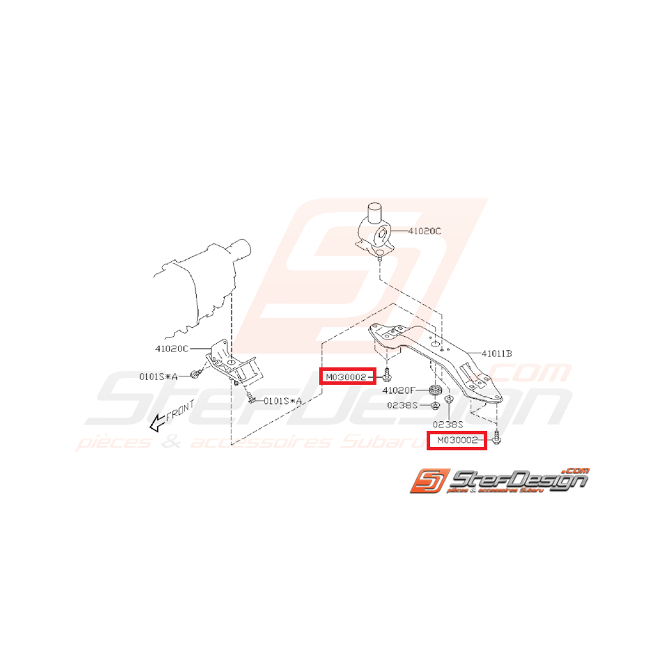 Boulon de fixation de support de boite SUBARU WRX/STI 01-07