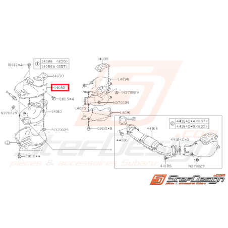 Tôle pare chaleur supérieur droite SUBARU STI 01-07