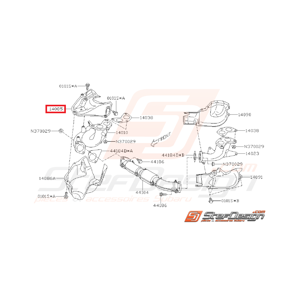 Tôle pare chaleur supérieur droite SUBARU STI 01-07
