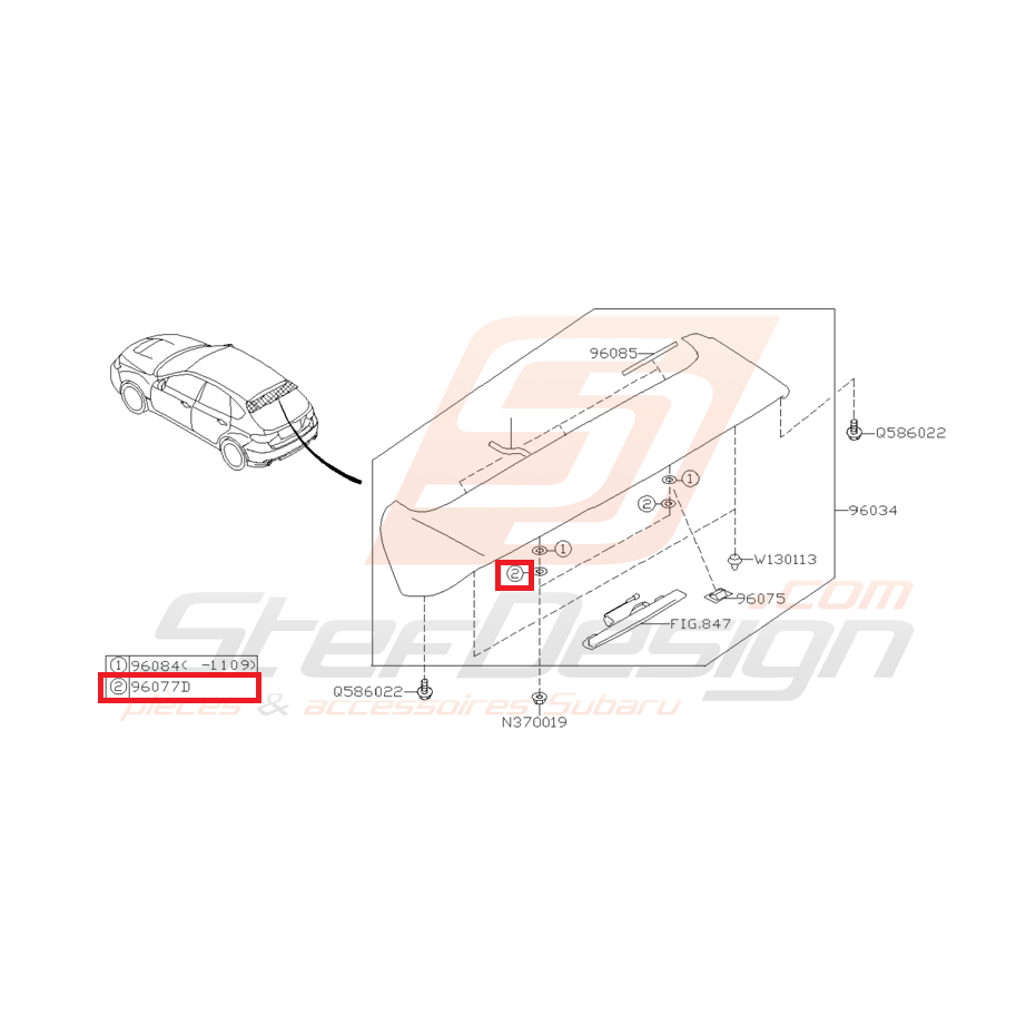 Garniture Becquet Arrière STI 2008