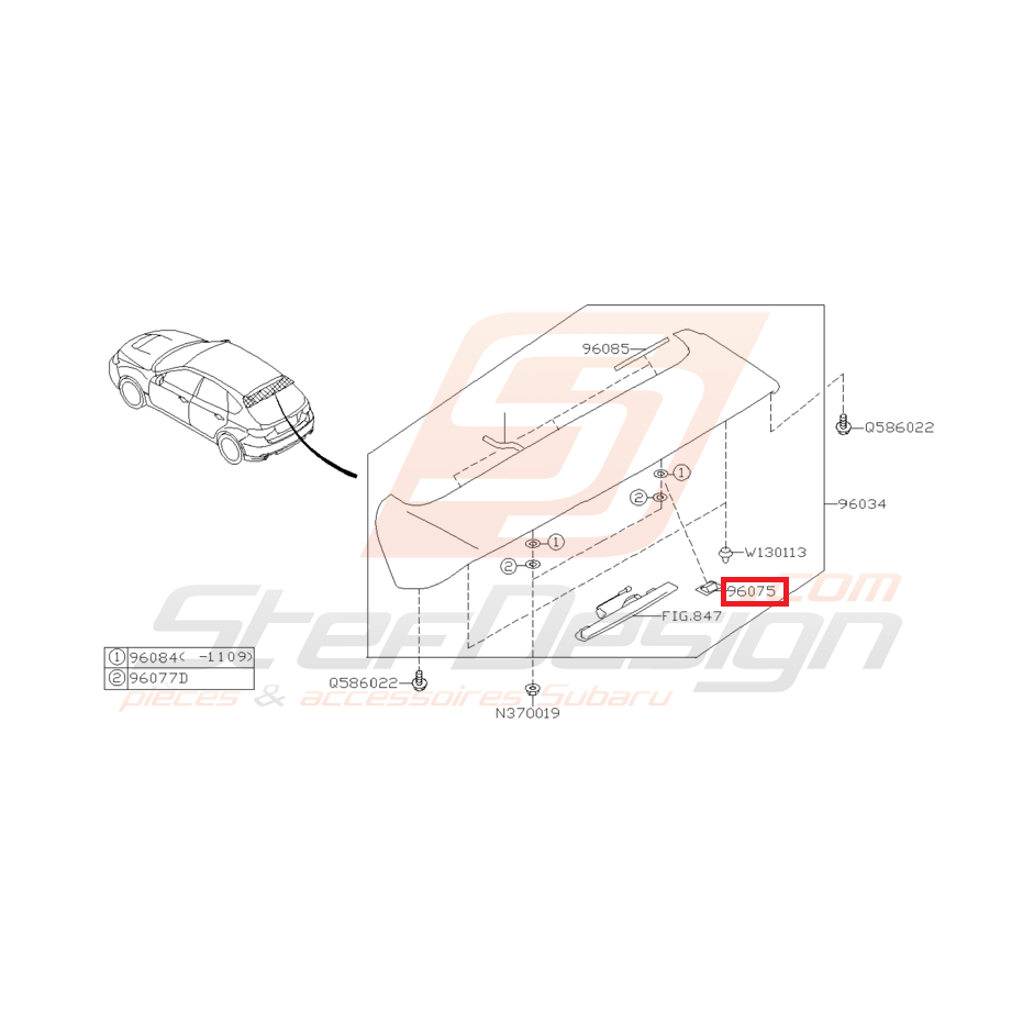 Capuchon Déflecteur Arrière Origine Subaru STI 2008