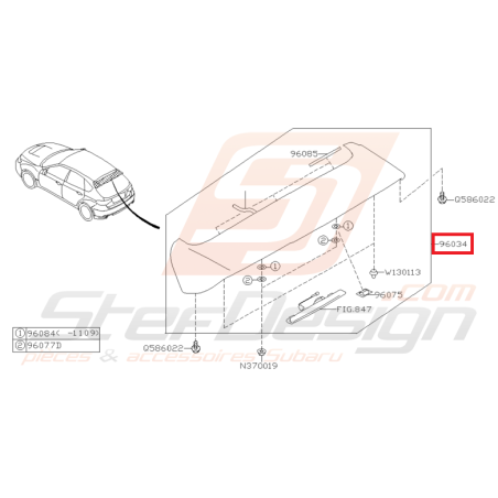 Becquet de toit origine subaru STI 08-10