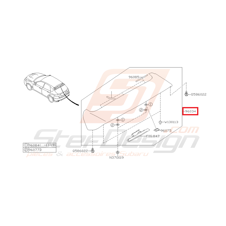 Becquet de toit origine subaru STI 08-10