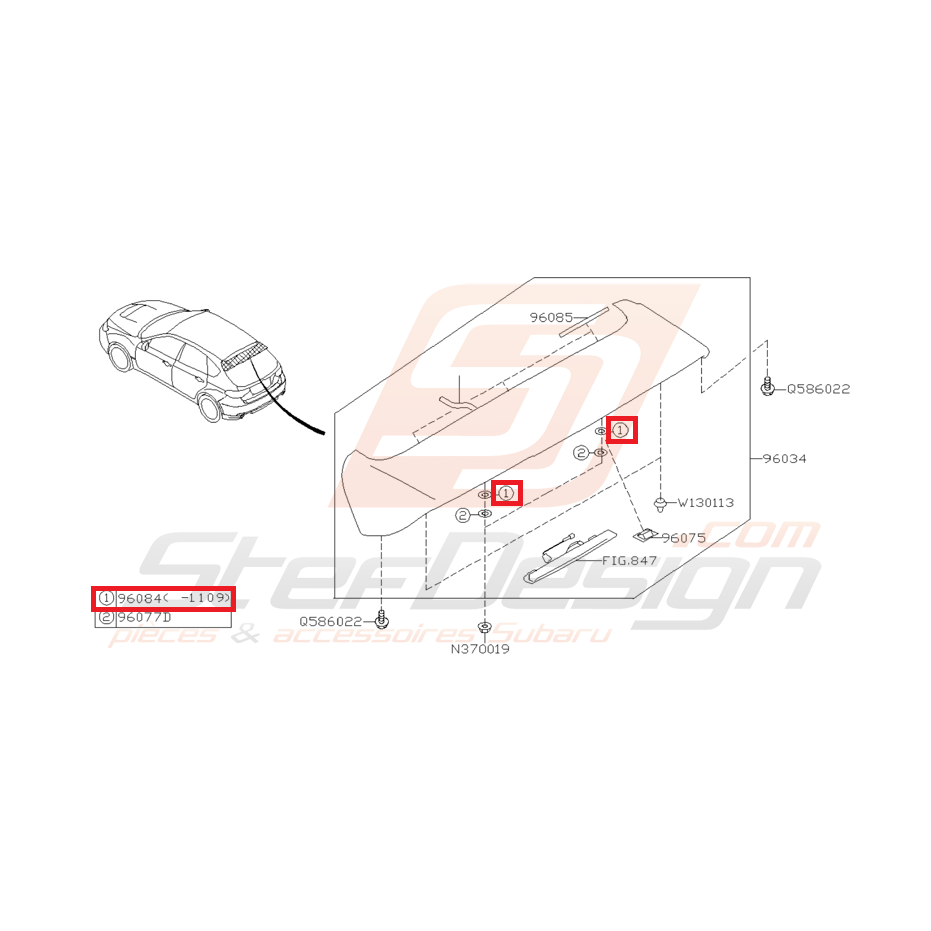 Joint Becquet de Toit Origine Subaru GT 1993 - 2000