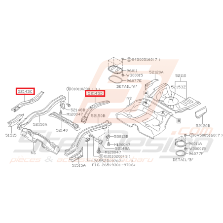 Renfort Avant Droit de Plancher Arrière Origine Subaru GT 1993 - 2000