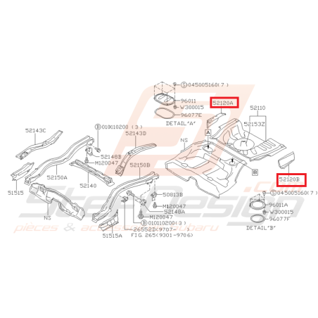 Tôle de fermeture de plancher arrière SUBARU GT 94-00